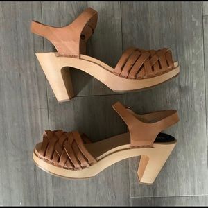 Swedish Hasbeens Braided Sky High Clogs